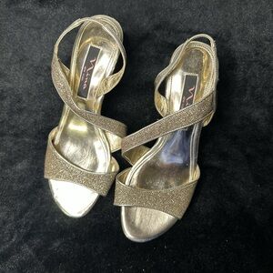 Nina Metallic Gold Strappy Heels